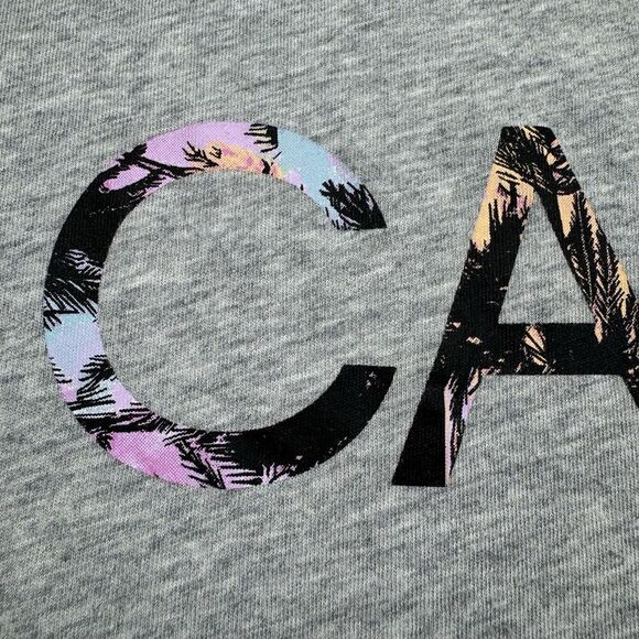 Calvin Klein Gray Short Sleeve Women's T-Shirt Size Medium Tropical Logo - Picture 2 of 8